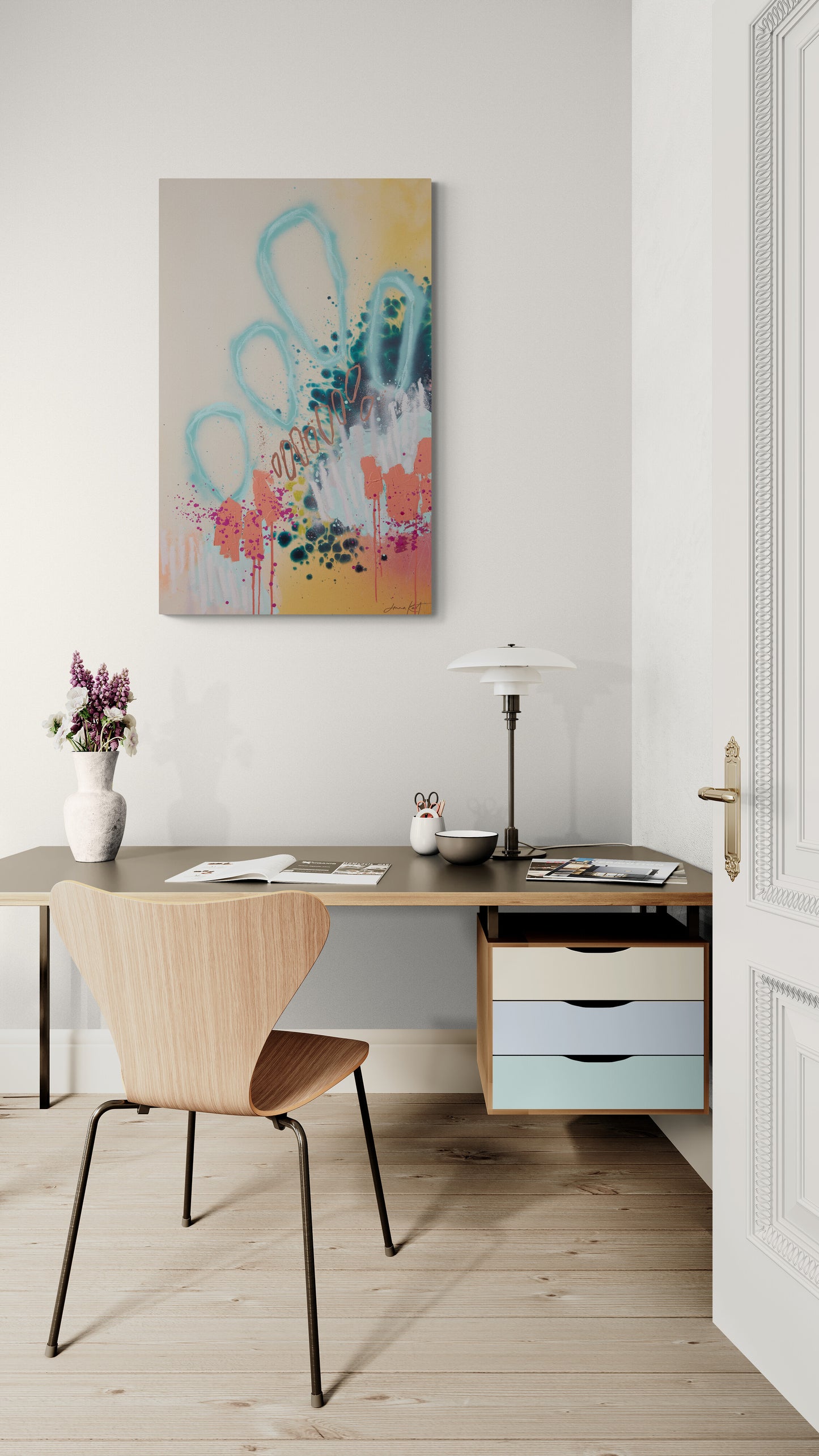 "Drinking Water And Minding My Business" Stretched Canvas Prints