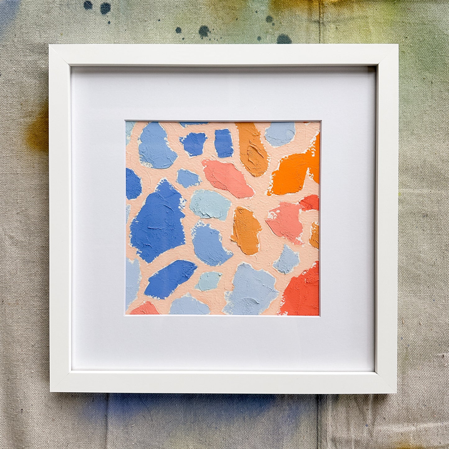 “Peach Petals II” Framed Study | 13x13 Inches