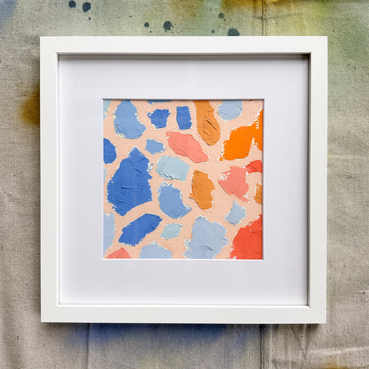 “Peach Petals II” Framed Study | 13x13 Inches