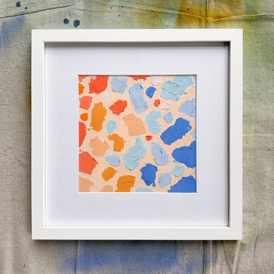 “Peach Petals I” Framed Study | 13x13 Inches