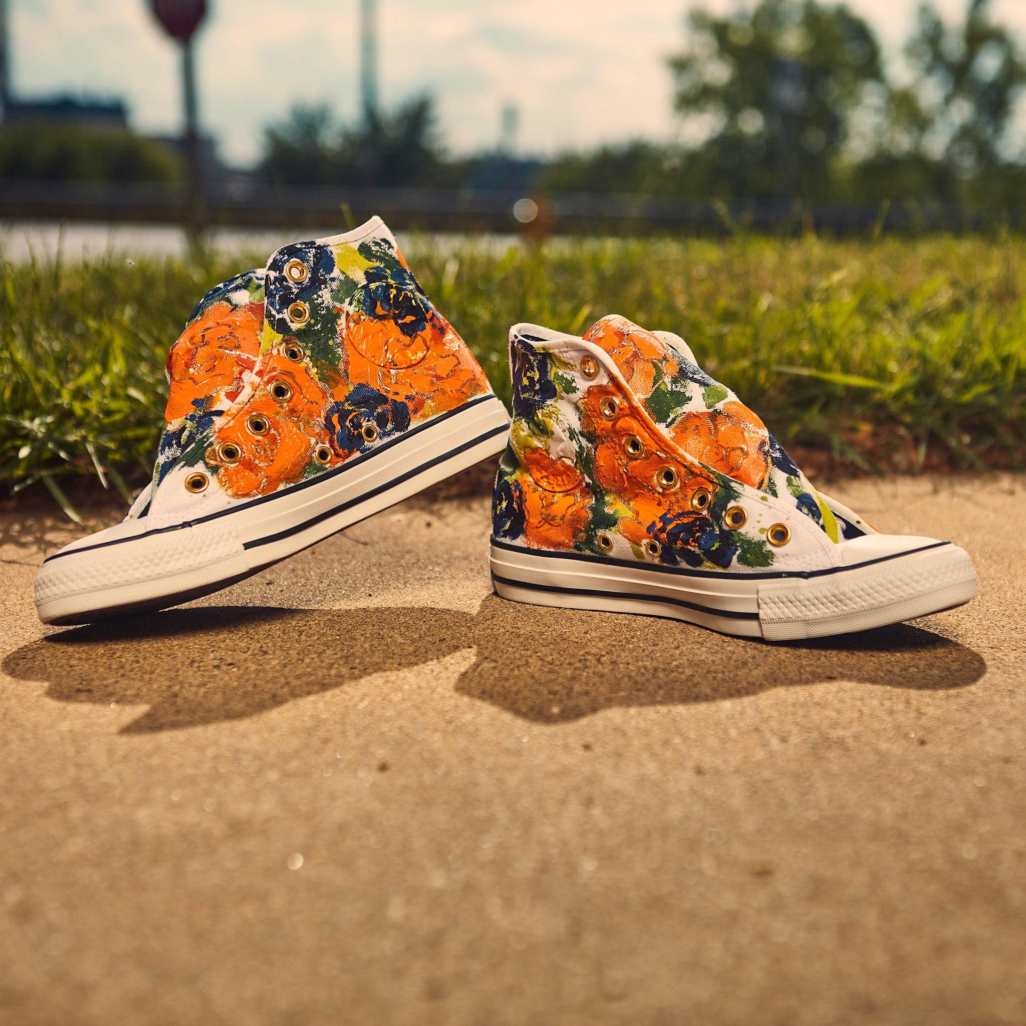 Custom floral converse hotsell